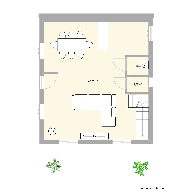 BELLET. Plan de 3 pièces et 49 m2