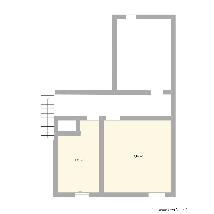 2e etage. Plan de 2 pièces et 26 m2