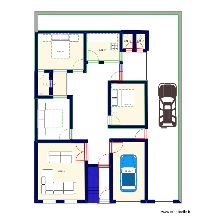 PLAN DE M KAN ARCHI. Plan de 8 pièces et 56 m2