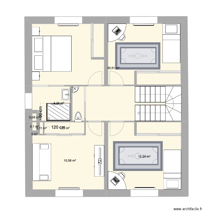 Maison Montchanin. Plan de 9 pièces et 59 m2