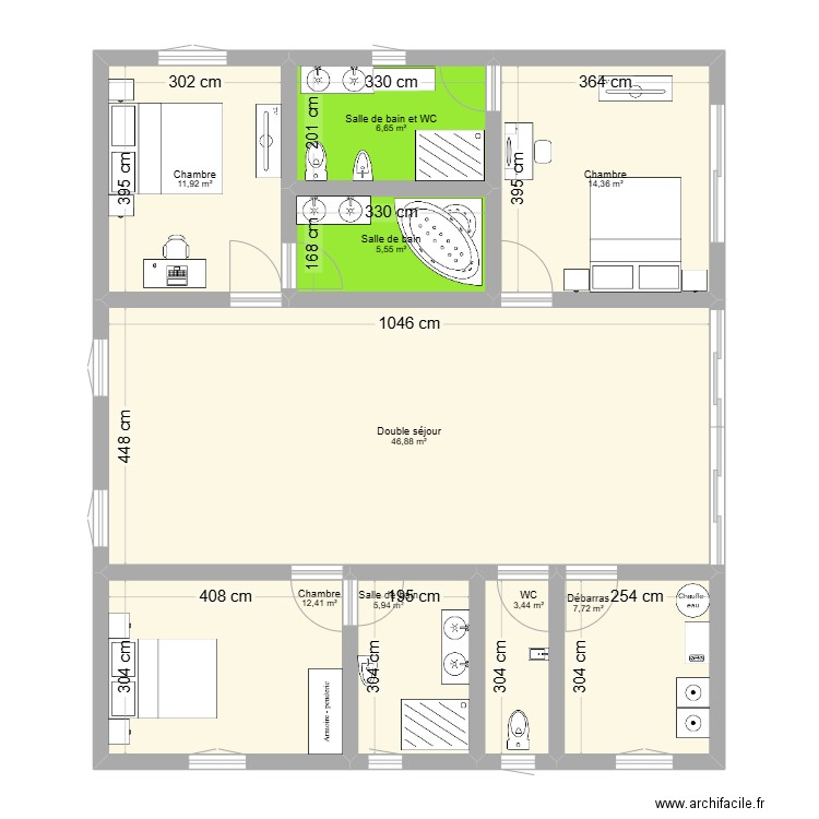 maison 2. Plan de 9 pièces et 115 m2