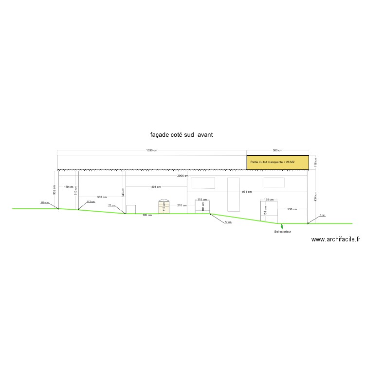 coté sud avant. Plan de 0 pièce et 0 m2