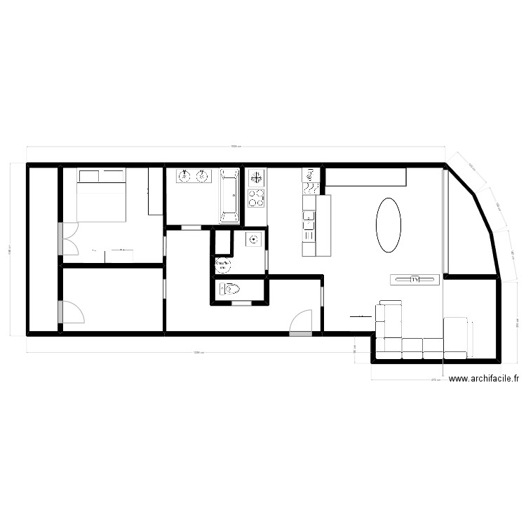 loutre. Plan de 9 pièces et 99 m2