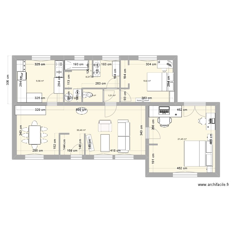 Bruno initial. Plan de 7 pièces et 83 m2