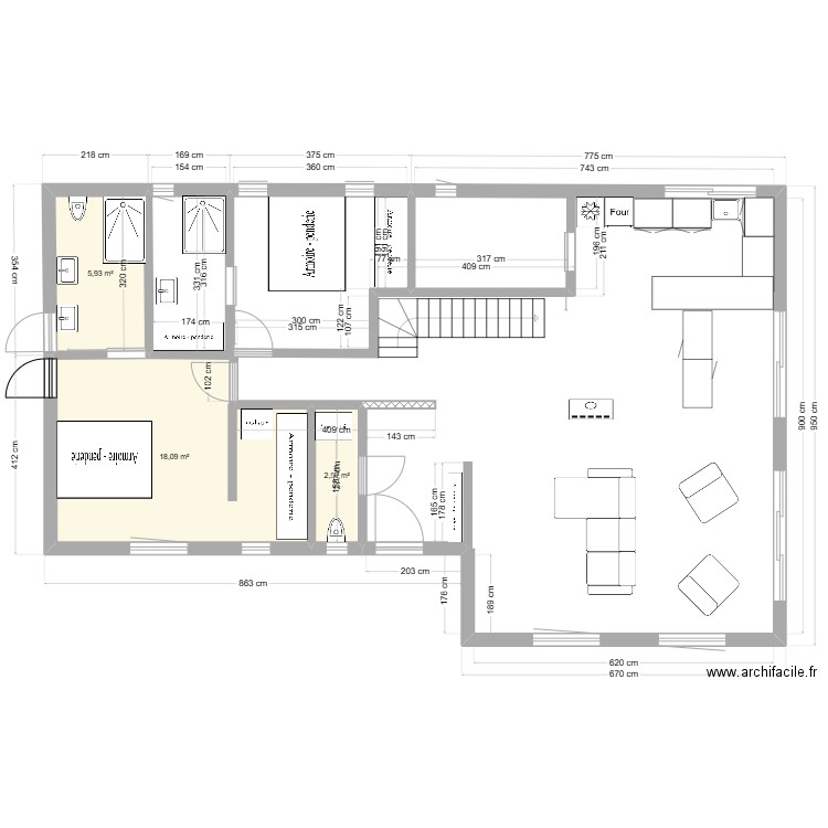 V1 JUSSAC. Plan de 3 pièces et 27 m2