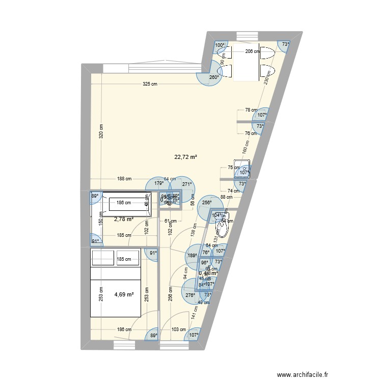 appart. Plan de 5 pièces et 31 m2