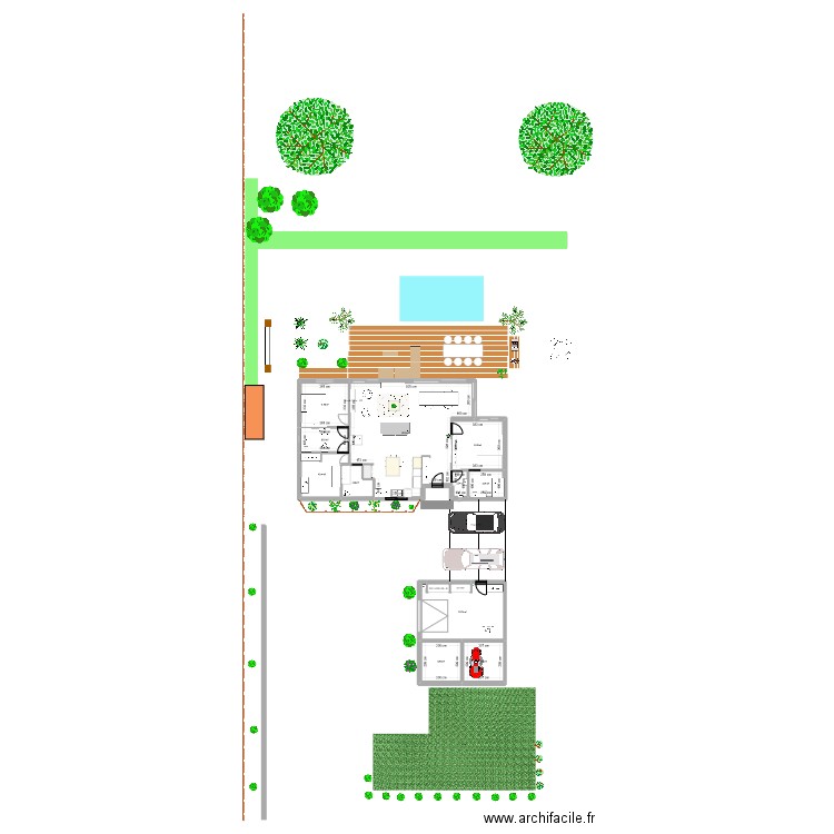 Maison avec petit agrandissement. Plan de 11 pièces et 163 m2