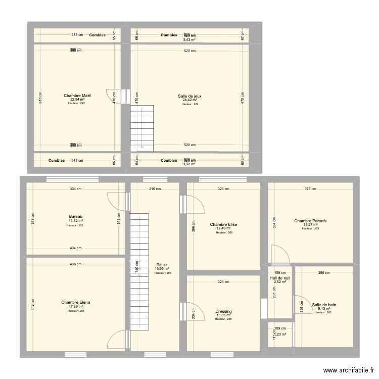 Etage Warisoulx. Plan de 13 pièces et 151 m2