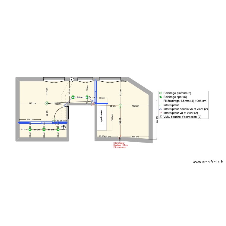 BAT B ELEC. Plan de 3 pièces et 20 m2