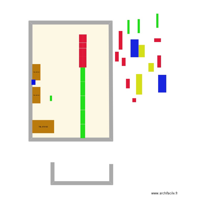 SALLE TRI LCDVD. Plan de 1 pièce et 46 m2