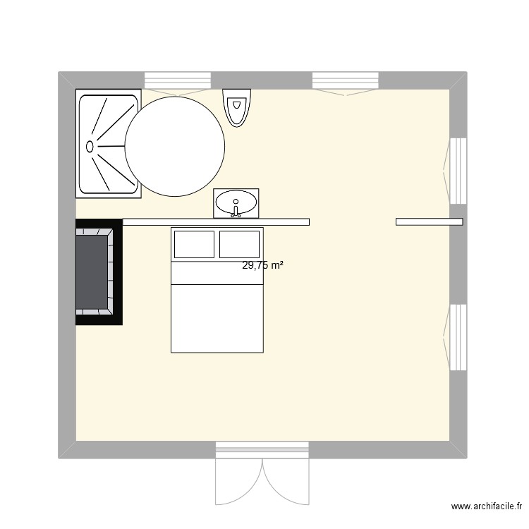 Proposition 1 . Plan de 1 pièce et 30 m2