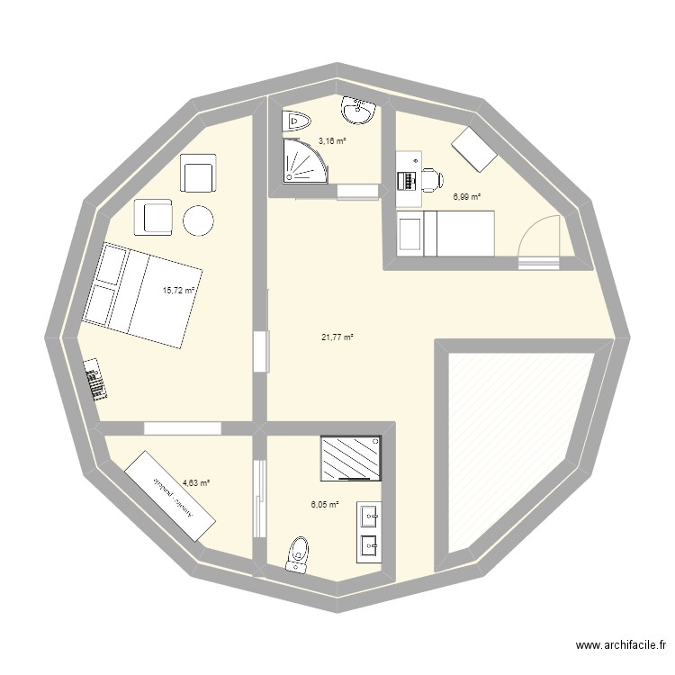 ic4 (1er étage). Plan de 7 pièces et 126 m2