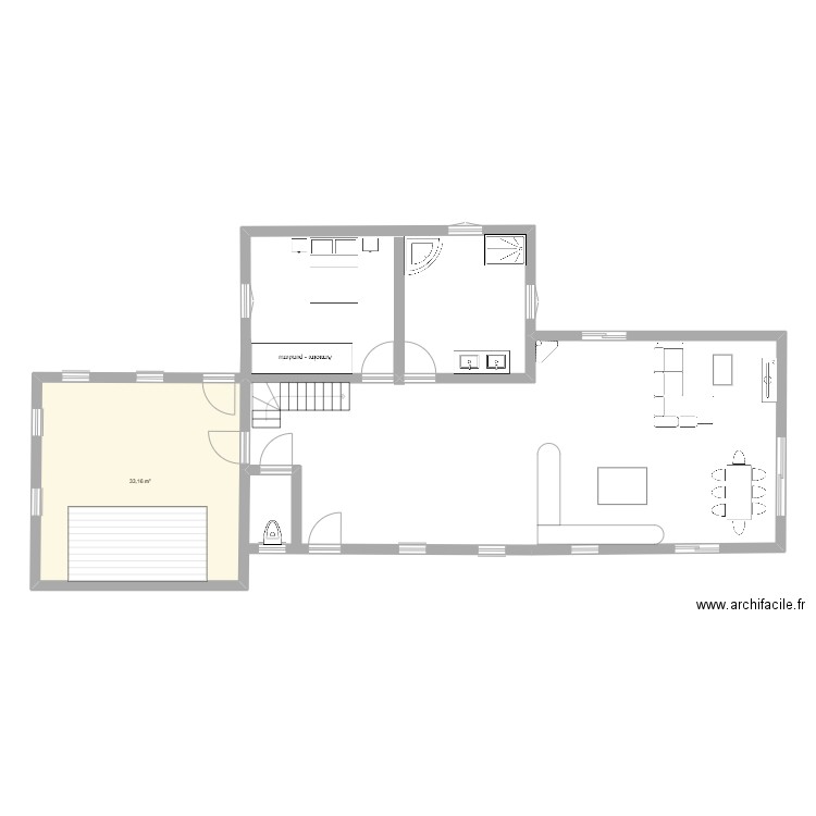 plan rez de chaussée 2. Plan de 1 pièce et 33 m2