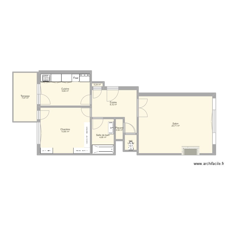 Mimosas33. Plan de 9 pièces et 72 m2