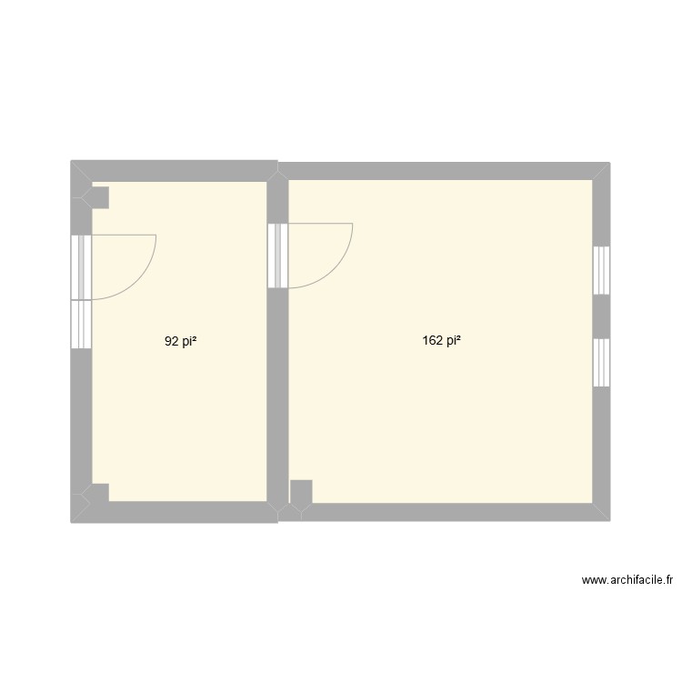 Bureau. Plan de 2 pièces et 24 m2