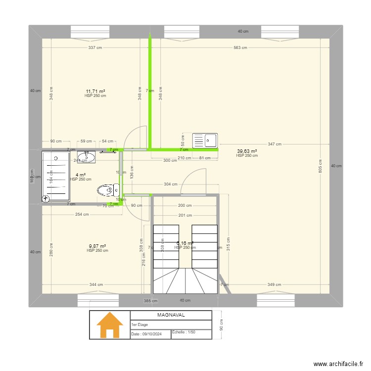 MAGNAVAL. Plan de 5 pièces et 71 m2