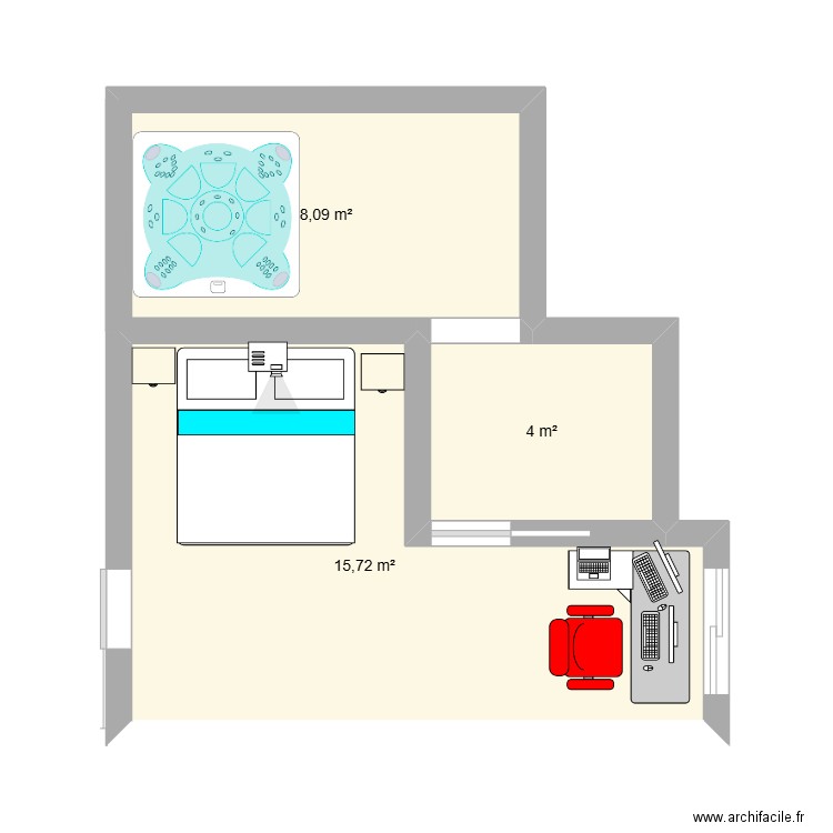 chambre de rêve. Plan de 3 pièces et 28 m2