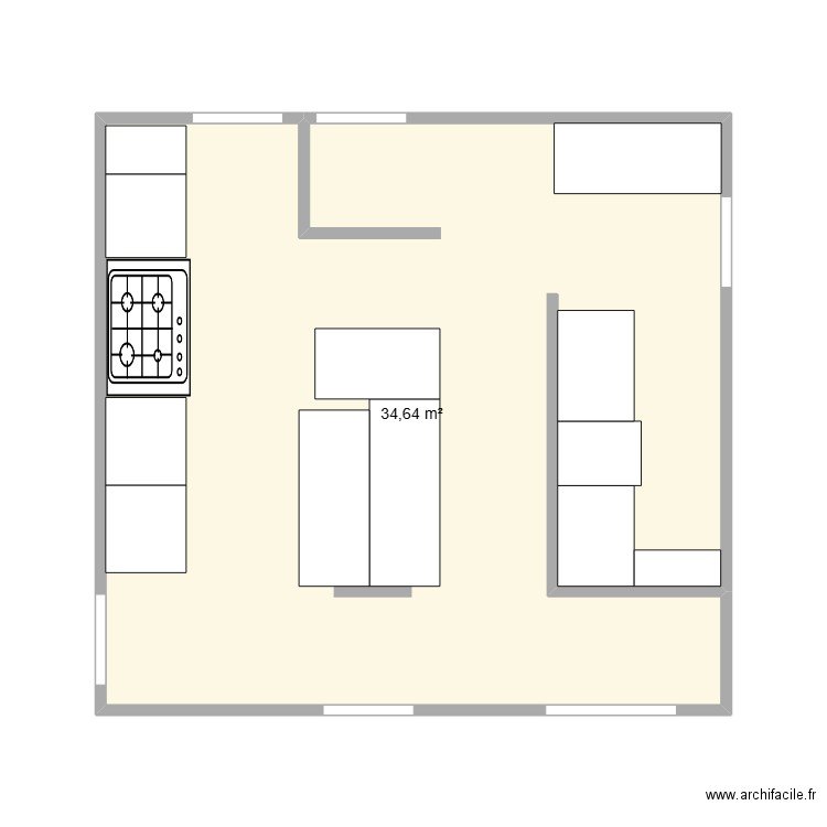 LA BOURINE. Plan de 1 pièce et 35 m2