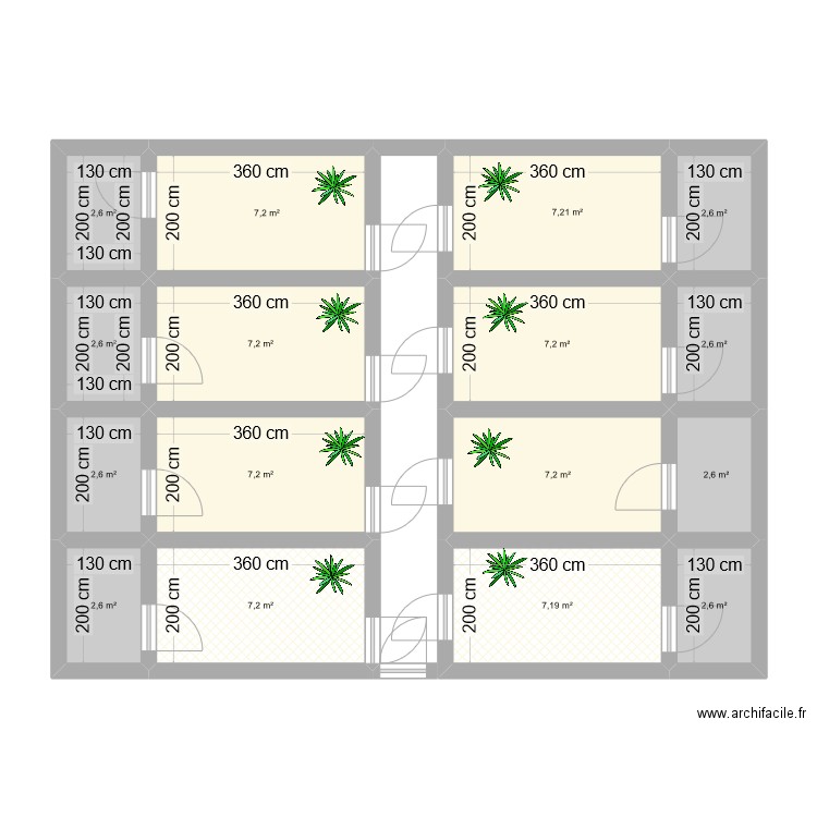 plan integral GRILLAGE AU MILIEU. Plan de 16 pièces et 78 m2