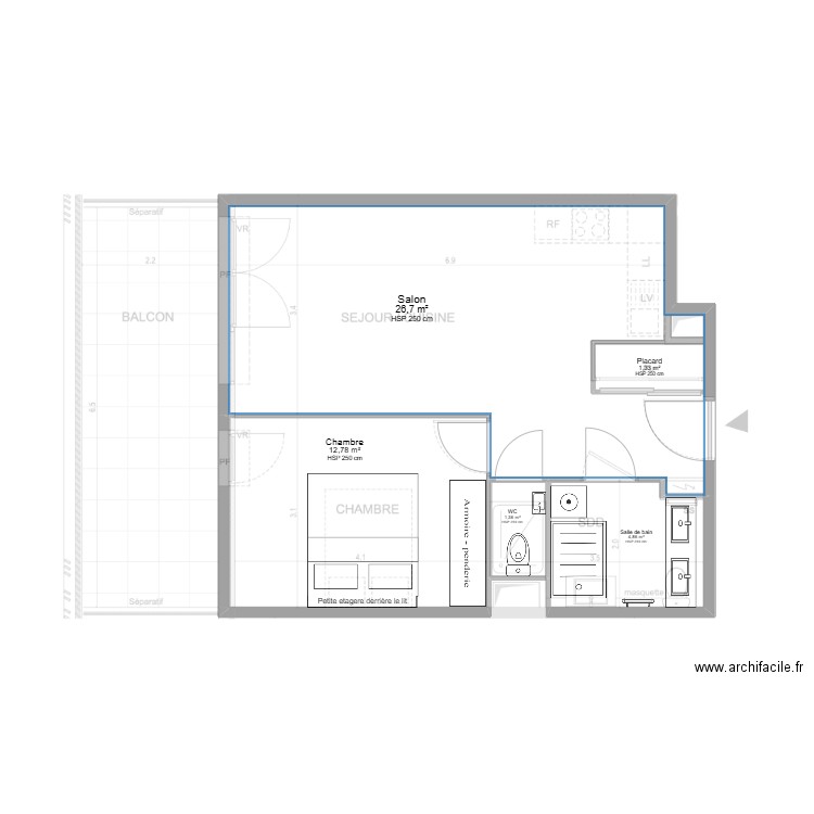 Futur logement. Plan de 5 pièces et 49 m2