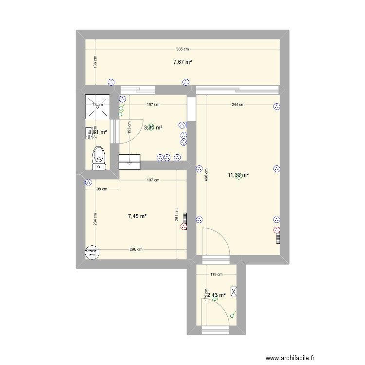 Boulogne. Plan de 6 pièces et 34 m2