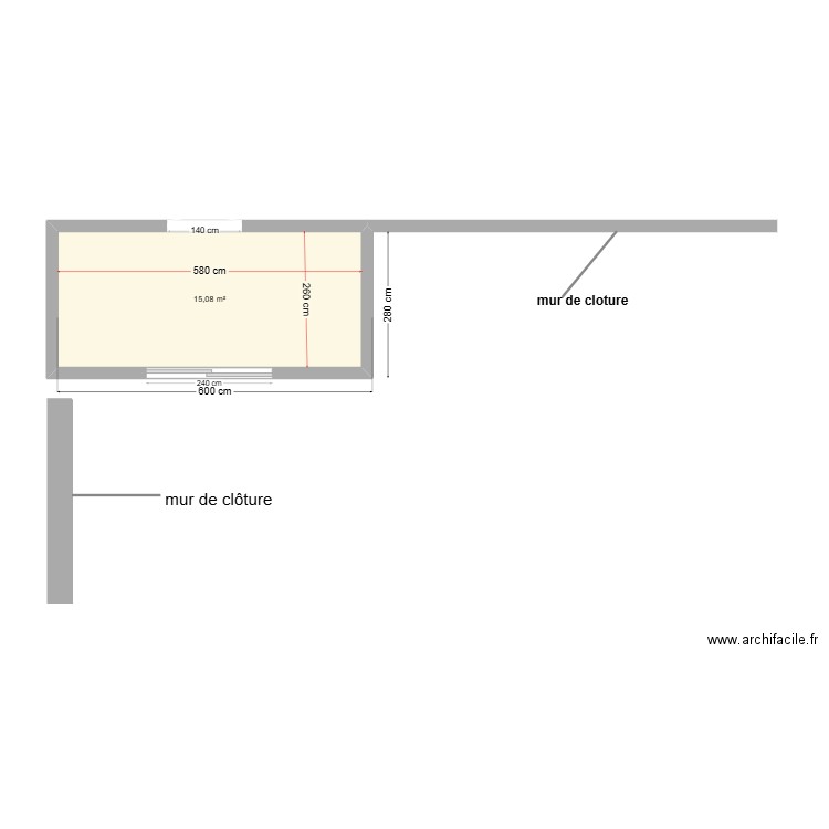 abri de jardin. Plan de 1 pièce et 15 m2