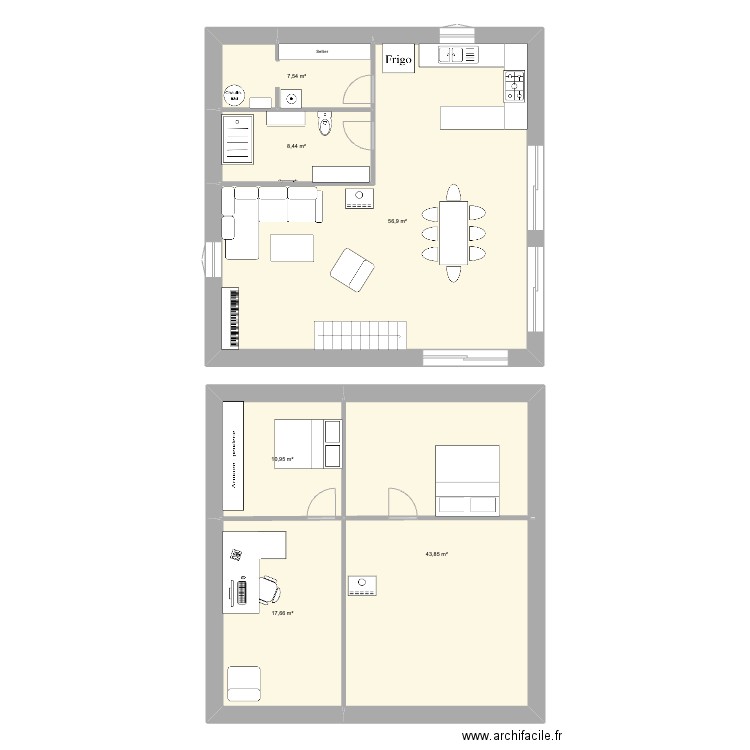 Maison. Plan de 6 pièces et 145 m2