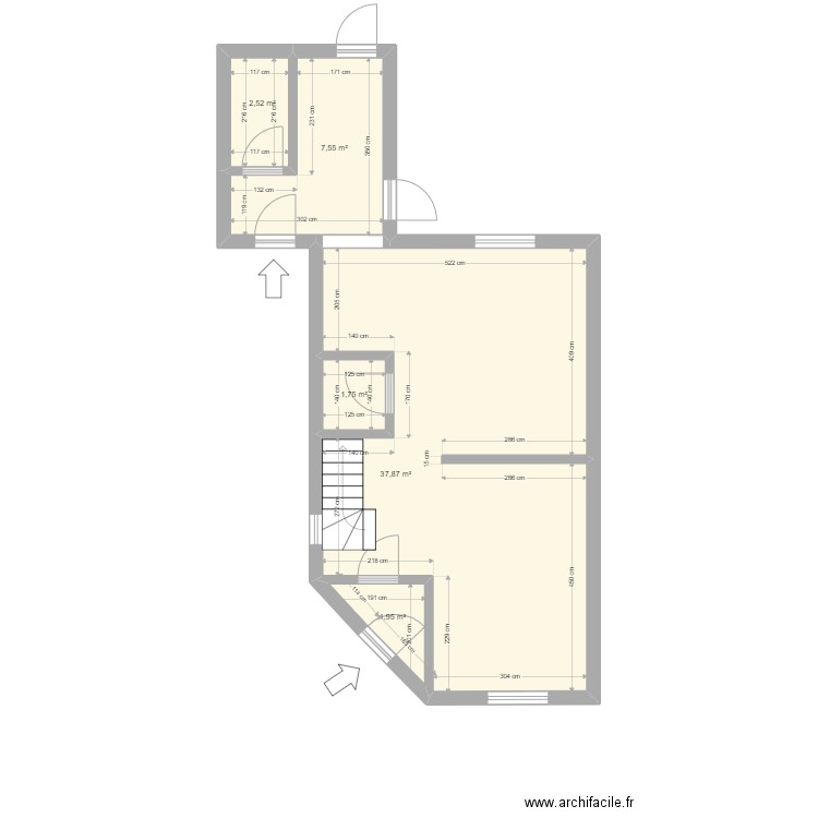 re aumont. Plan de 5 pièces et 52 m2