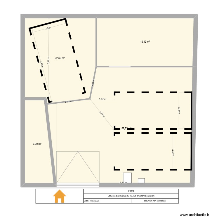 box garage. Plan de 4 pièces et 108 m2