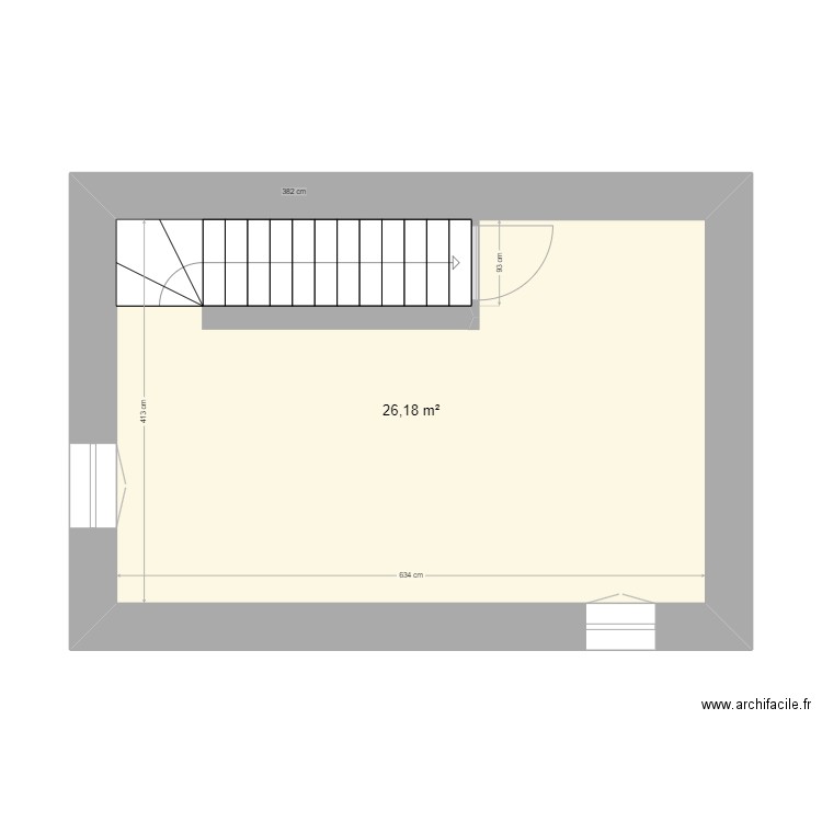 Vidauban 1er étage. Plan de 1 pièce et 26 m2