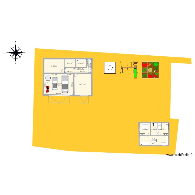 Maison. Plan de 28 pièces et 542 m2