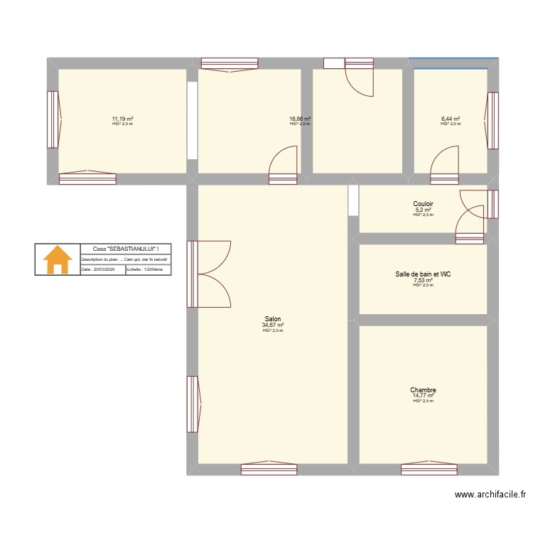 sebqstiqn. Plan de 7 pièces et 97 m2