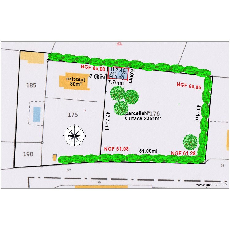 Plan de Masse               Misy. Plan de 1 pièce et 245 m2