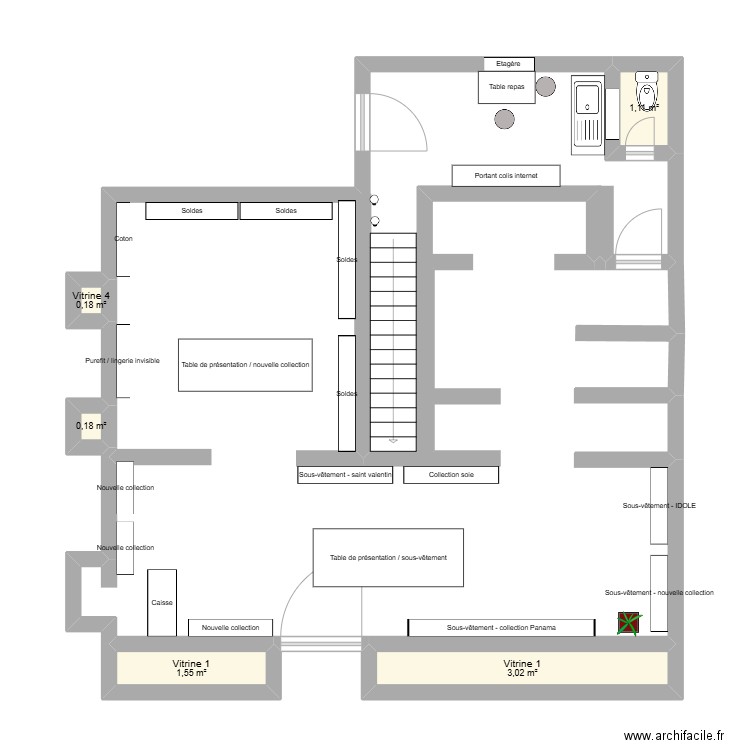 plan ETAM. Plan de 1 pièce et 58 m2