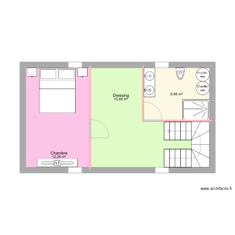 ETAGE MAISON. Plan de 3 pièces et 35 m2