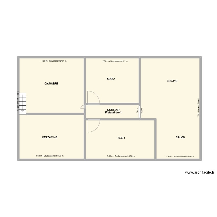 St merry Fontainebleau. Plan de 6 pièces et 64 m2