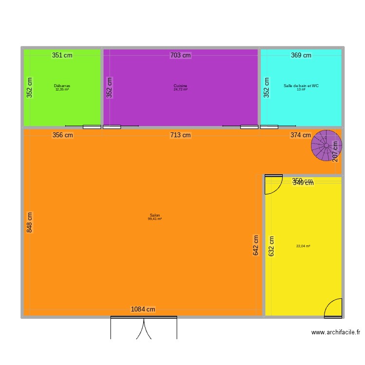 rez de chausser. Plan de 5 pièces et 172 m2