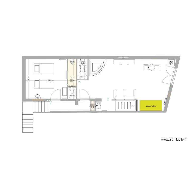 Mezzanine 0407. Plan de 3 pièces et 5 m2