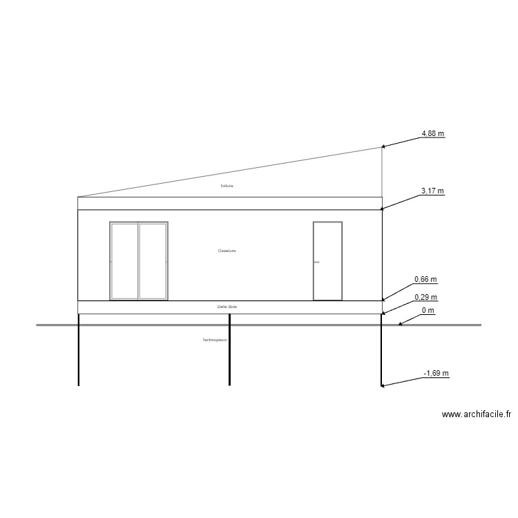 plan de coupe est. Plan de 0 pièce et 0 m2