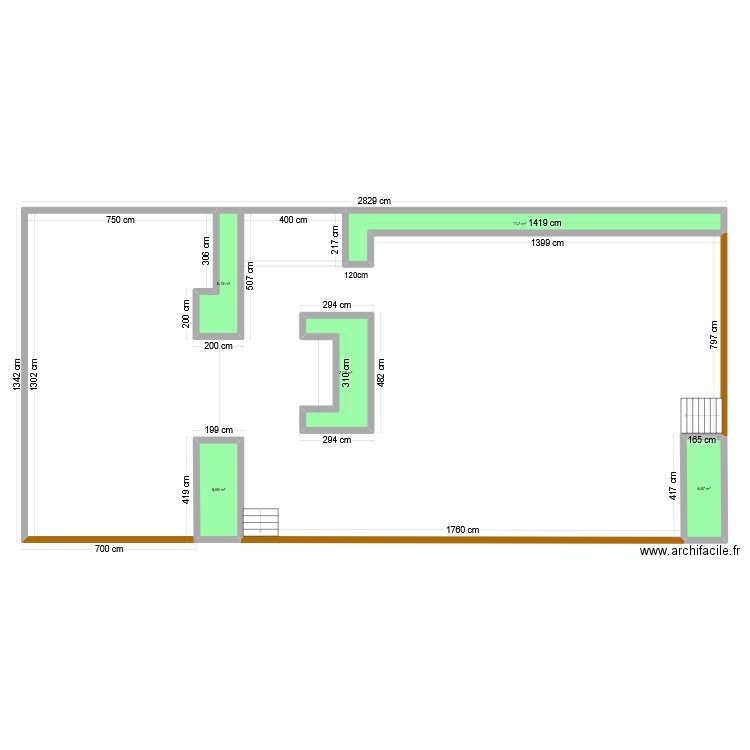 parc. Plan de 5 pièces et 36 m2