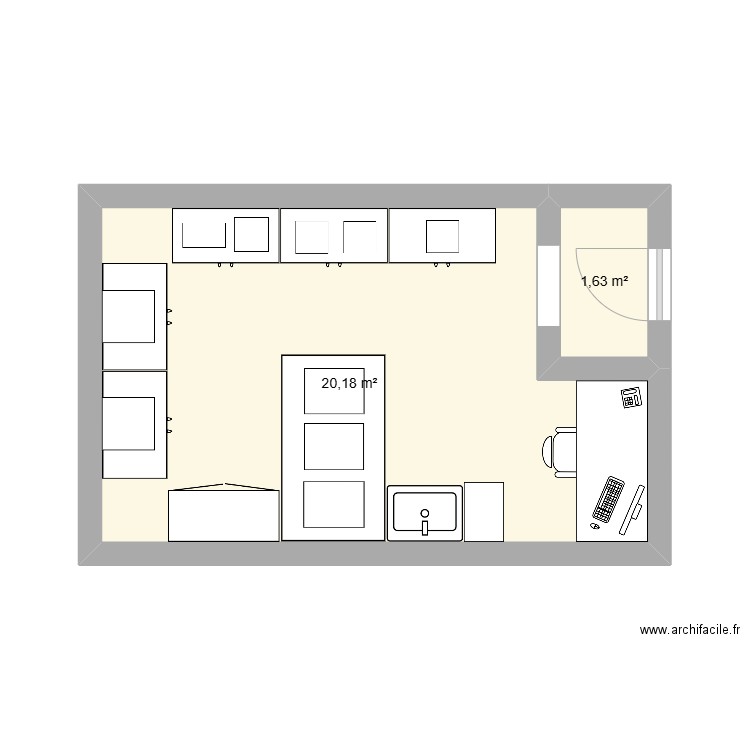 Plan labo ARTGENTIQUE. Plan de 2 pièces et 22 m2