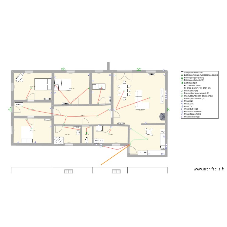 Larthé. Plan de 10 pièces et 145 m2