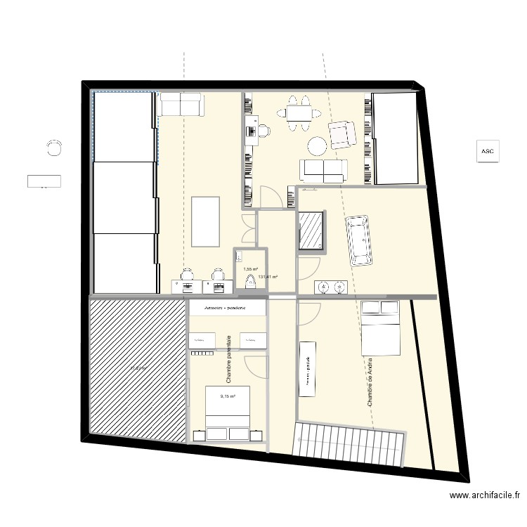 casa etage nouvelles mesures version 2. Plan de 4 pièces et 187 m2