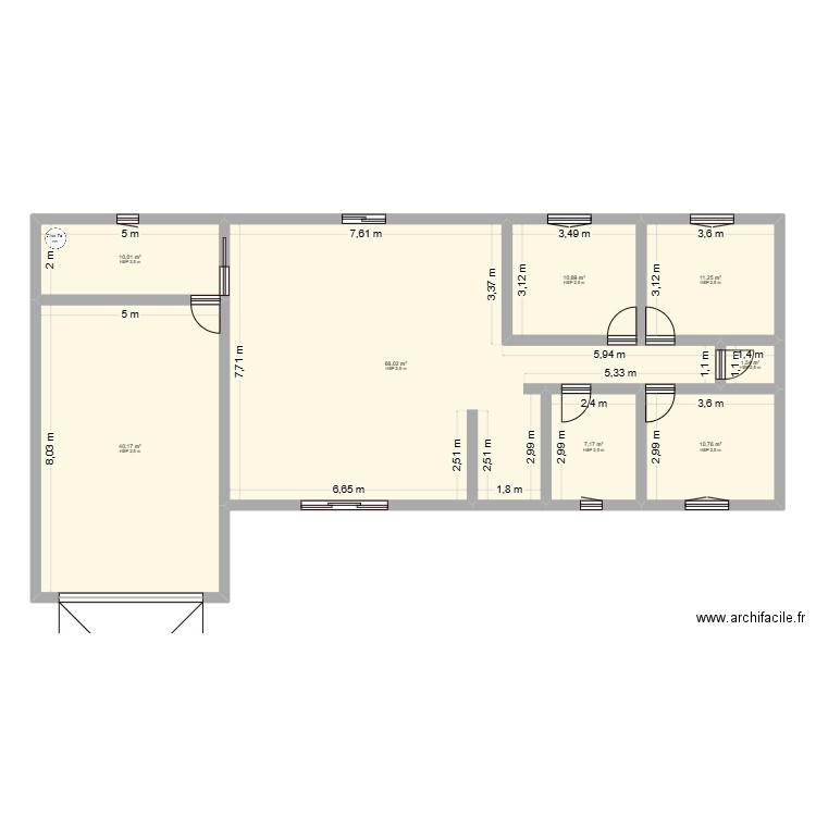 projet2. Plan de 8 pièces et 160 m2