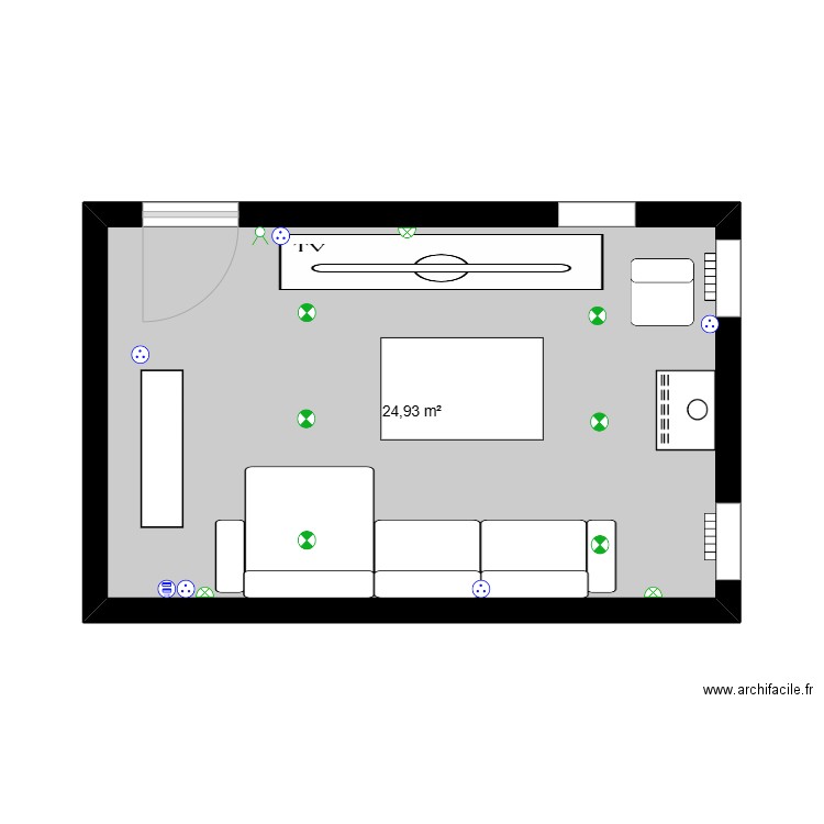 salonmavie. Plan de 1 pièce et 25 m2