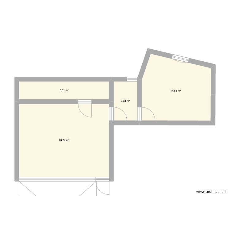 Garage et appartement. Plan de 4 pièces et 47 m2