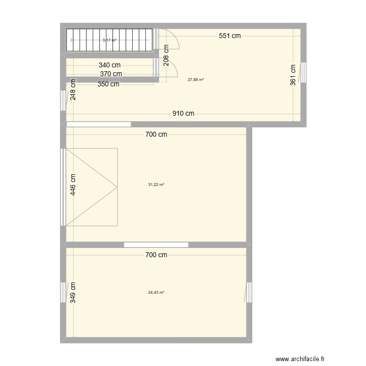 PRUVOST. Plan de 4 pièces et 87 m2