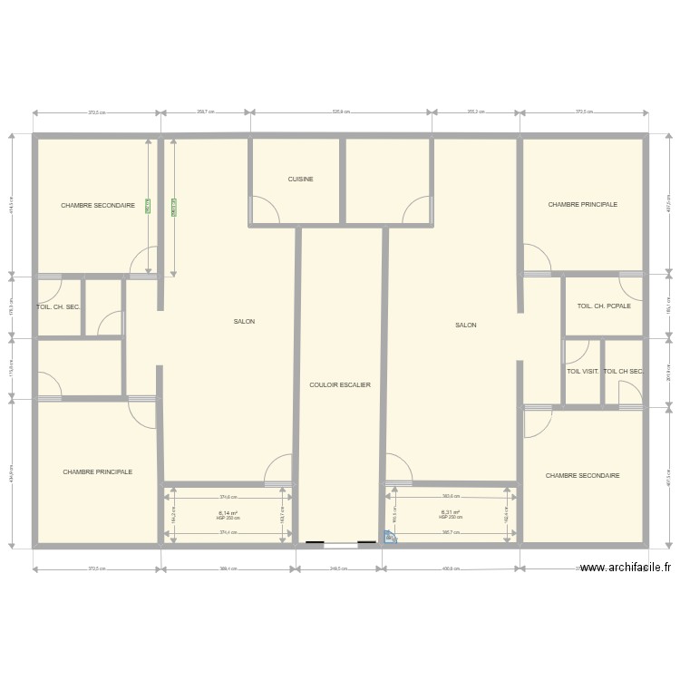 PLAN DIARRA SAMBA 2. Plan de 14 pièces et 194 m2