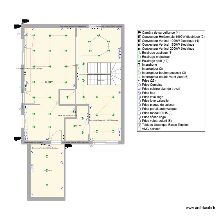 Maison plan Elec. Plan de 15 pièces et 139 m2