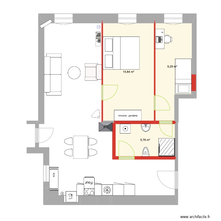 Le Logis projet 5. Plan de 3 pièces et 30 m2